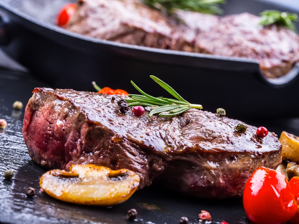 Truffle-Marinated Beef Sirloin with Polenta & Mushrooms