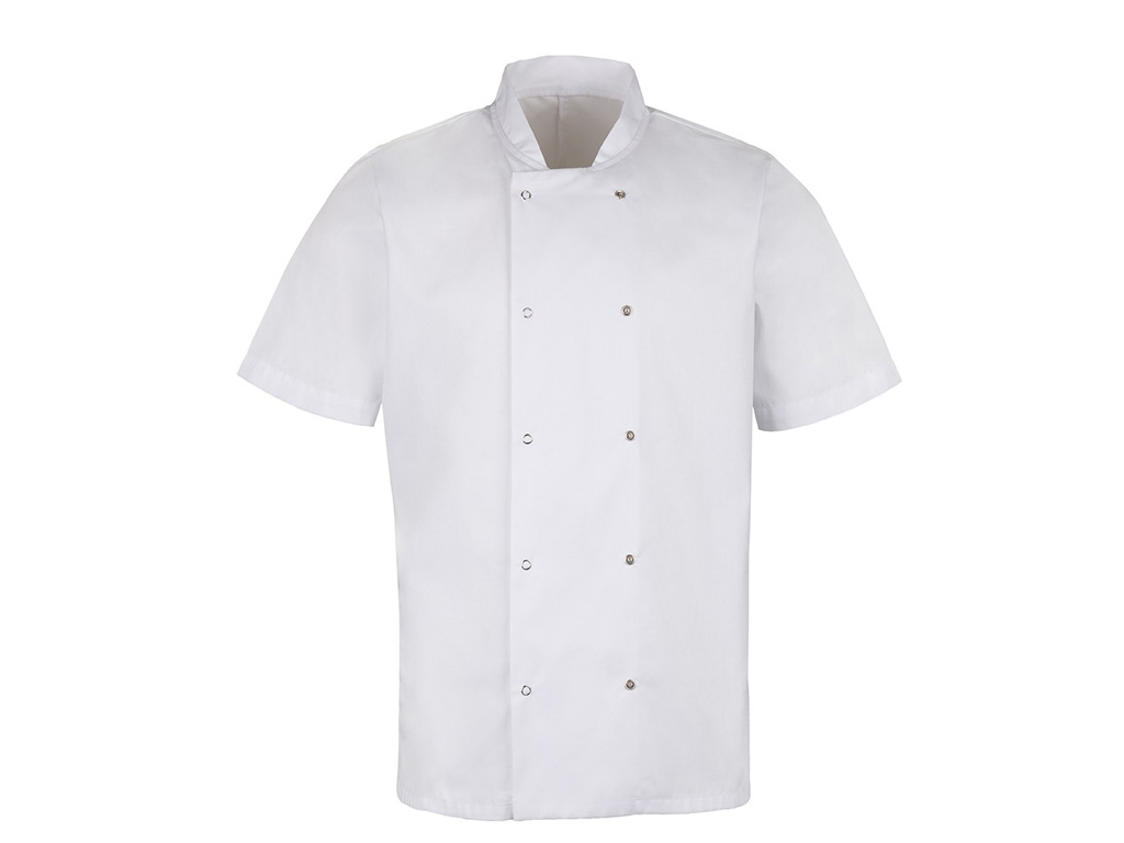 CHEFS JACKET SHORT SLEEVE WHITE COTTON SIZE SMALL
