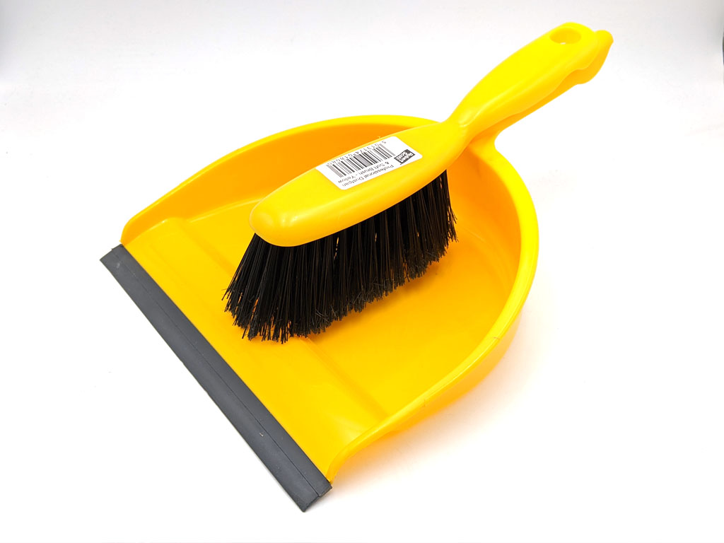 Dust Pan & Brush Set Soft Bristle Yellow