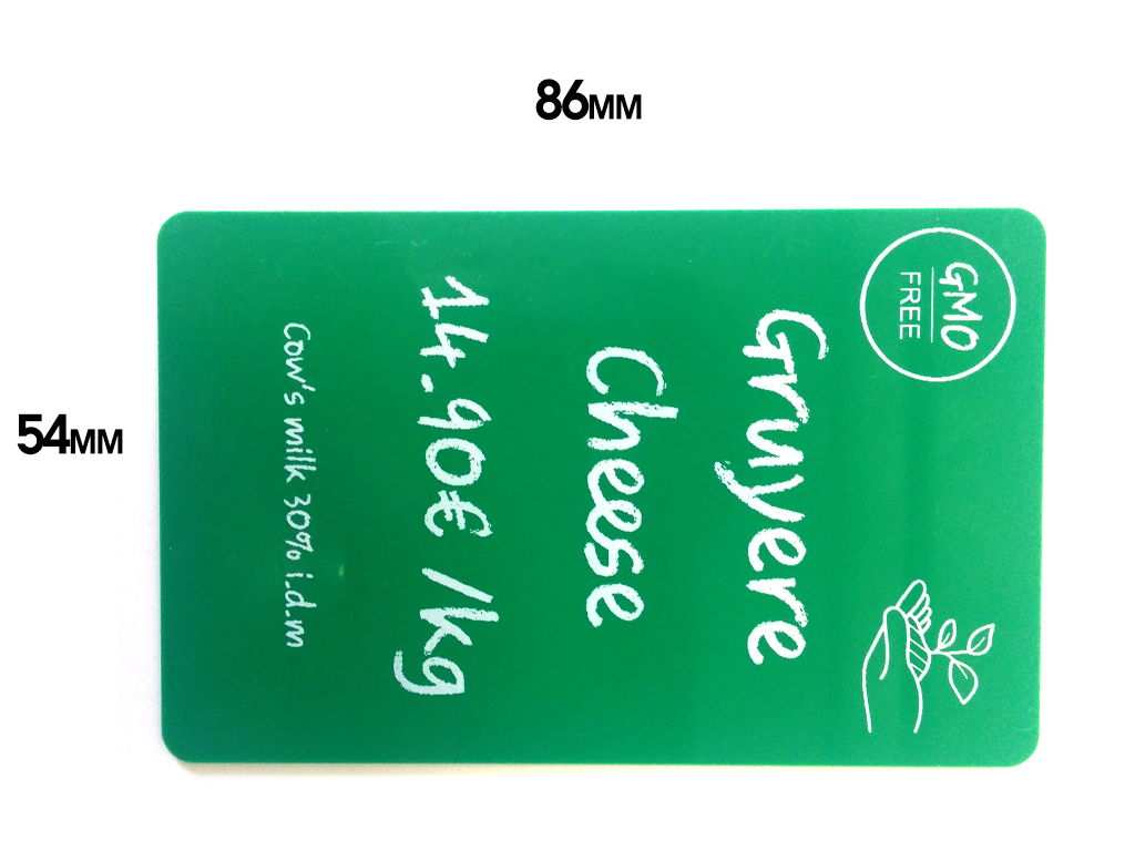 GREEN PLASTIC CARDS 54MM X 86MM - 100/PACK