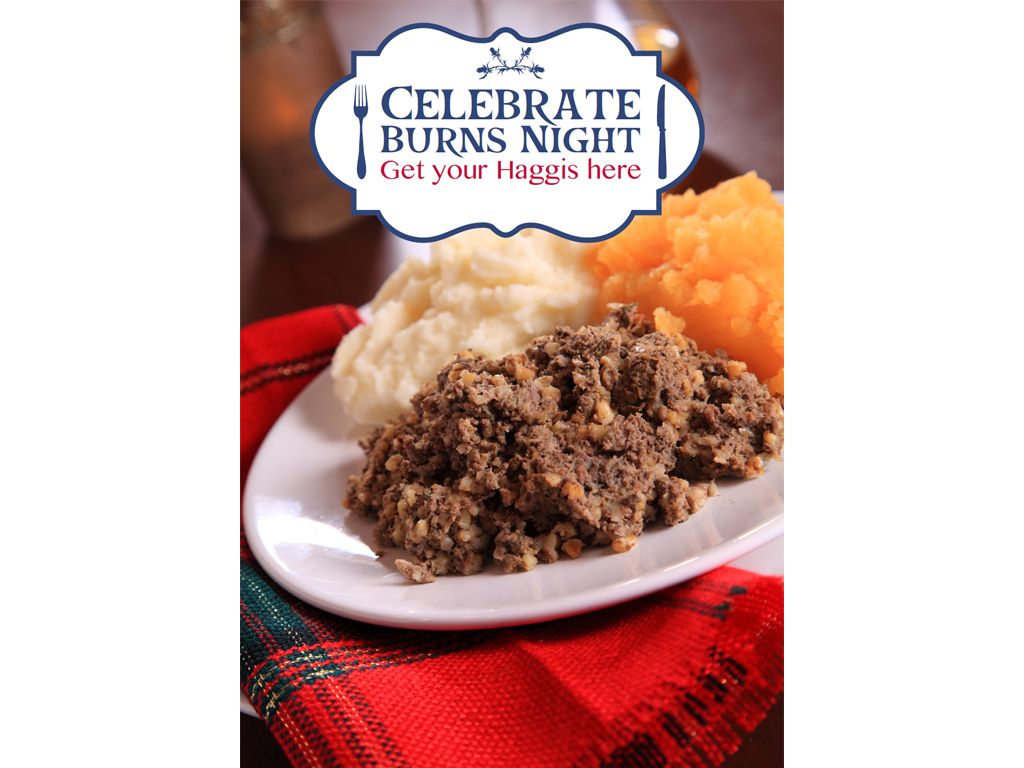 BURNS NIGHT, GET YOUR YOUR HAGGIS HERE - POSTER