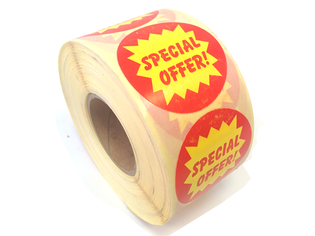 SPECIAL OFFER 2" CIRCLE LABELS 1000/ROLL RED/YELL