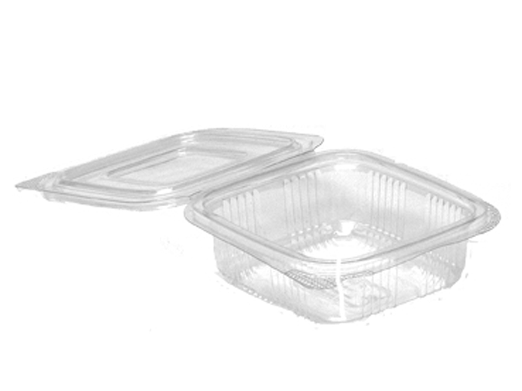 RECT HINGED LID CONTAINER PET, 250CC 700/BOX V02