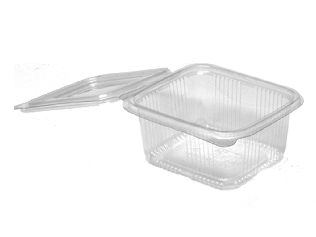 RECT HINGED LID CONTAINER PET, 500CC V04 600/BOX