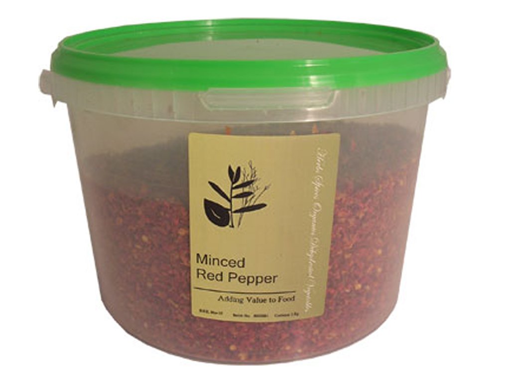 MINCED RED PEPPER 1-3MM 1.0 KG CLEAR PAIL