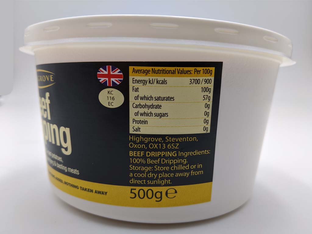 Beef Dripping 12 X 500G Tubs Per Case
