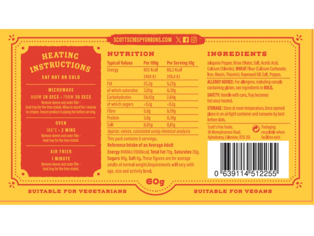 Crispy Jalapenos 12 X 60G Retail Packs